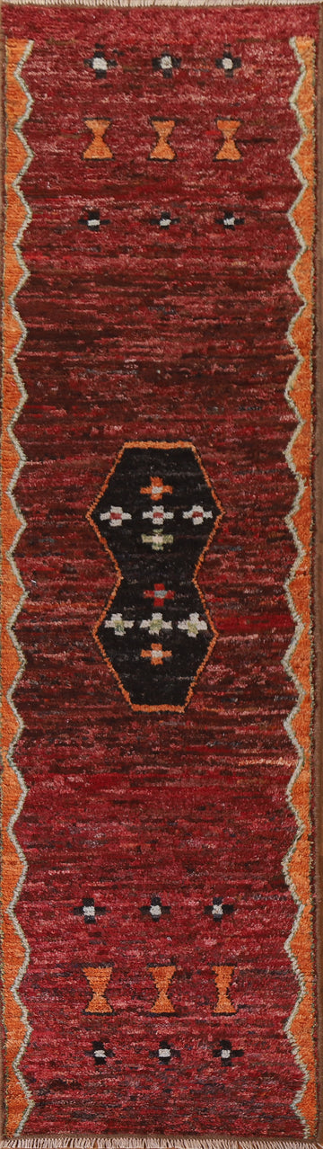 Burgundy Moroccan Wool Runner Rug 3x12