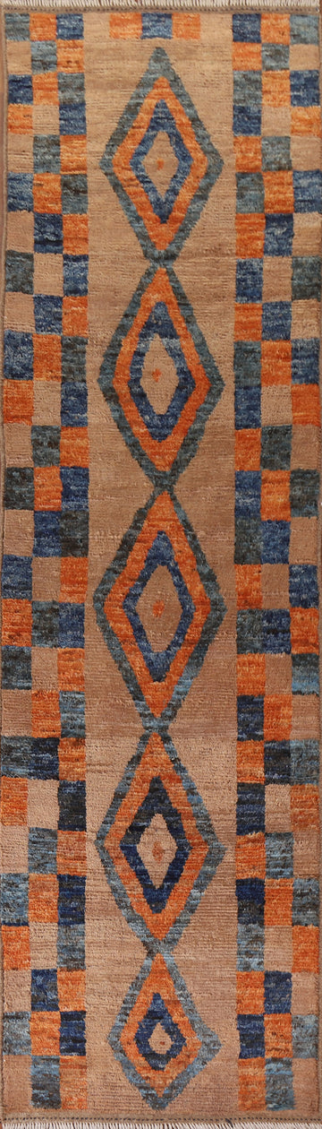 Checkered Moroccan Runner Rug 3x13