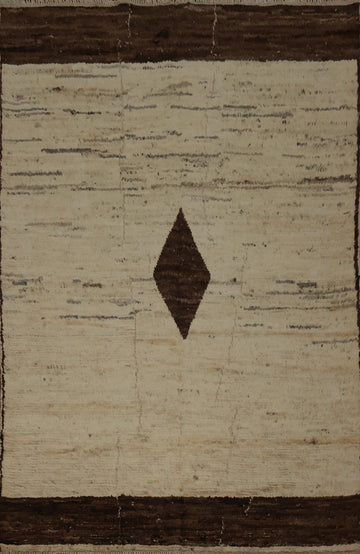 Ivory Geometric Moroccan Area Rug 6x9
