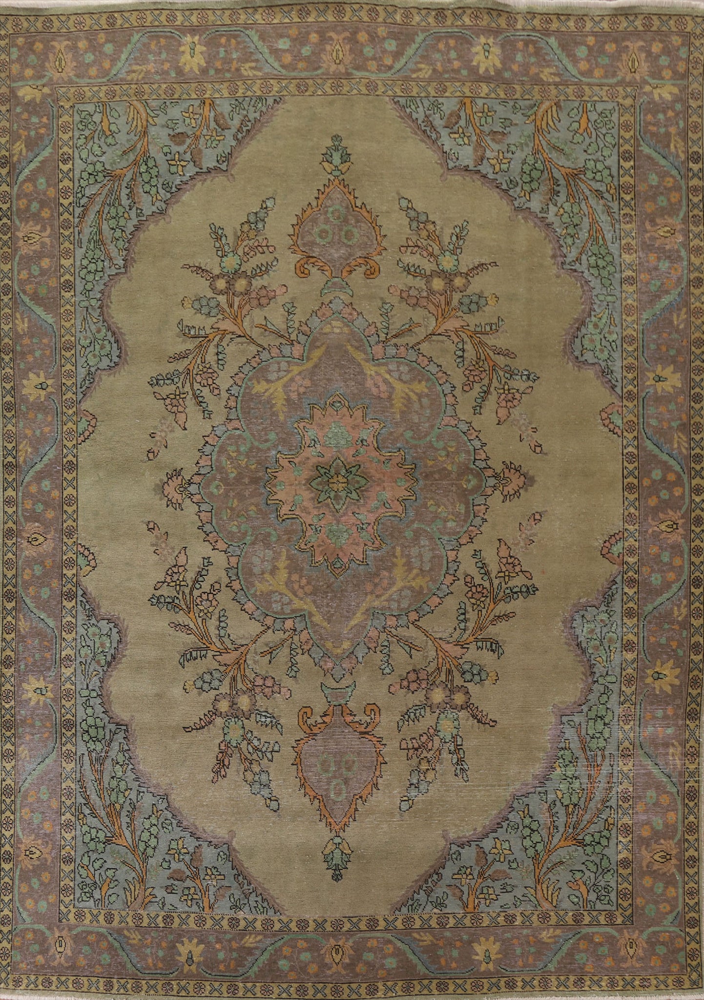 Vintage Over-Dyed Tabriz Persian Area Rug 9x12