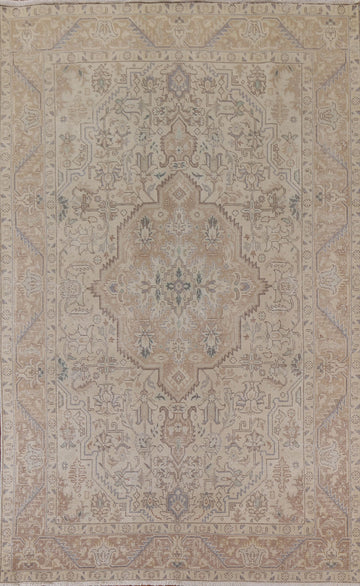 Distressed Wool Tabriz Persian Area Rug 6x10
