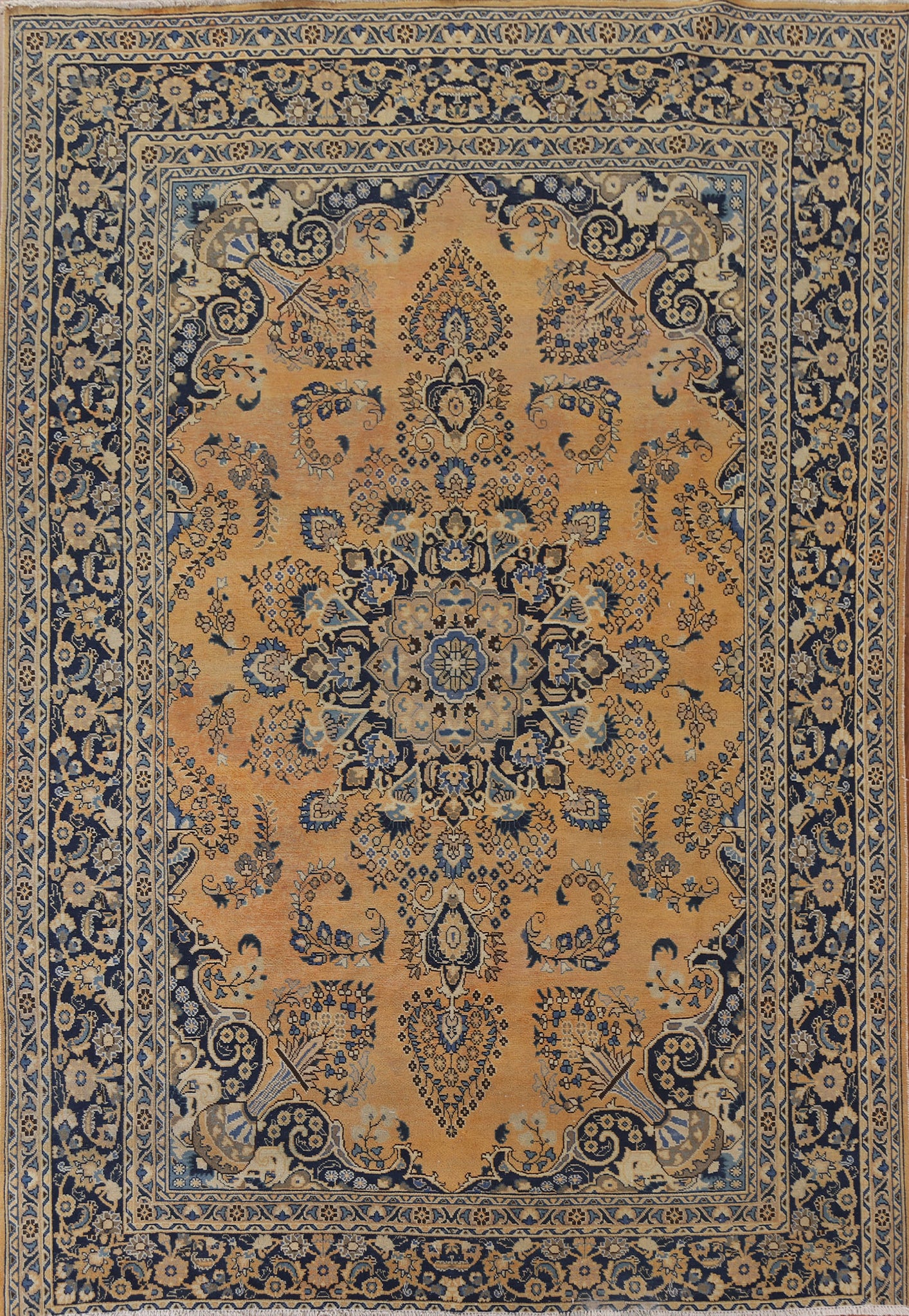 Vintage Floral Mashad Persian Area Rug 8x11