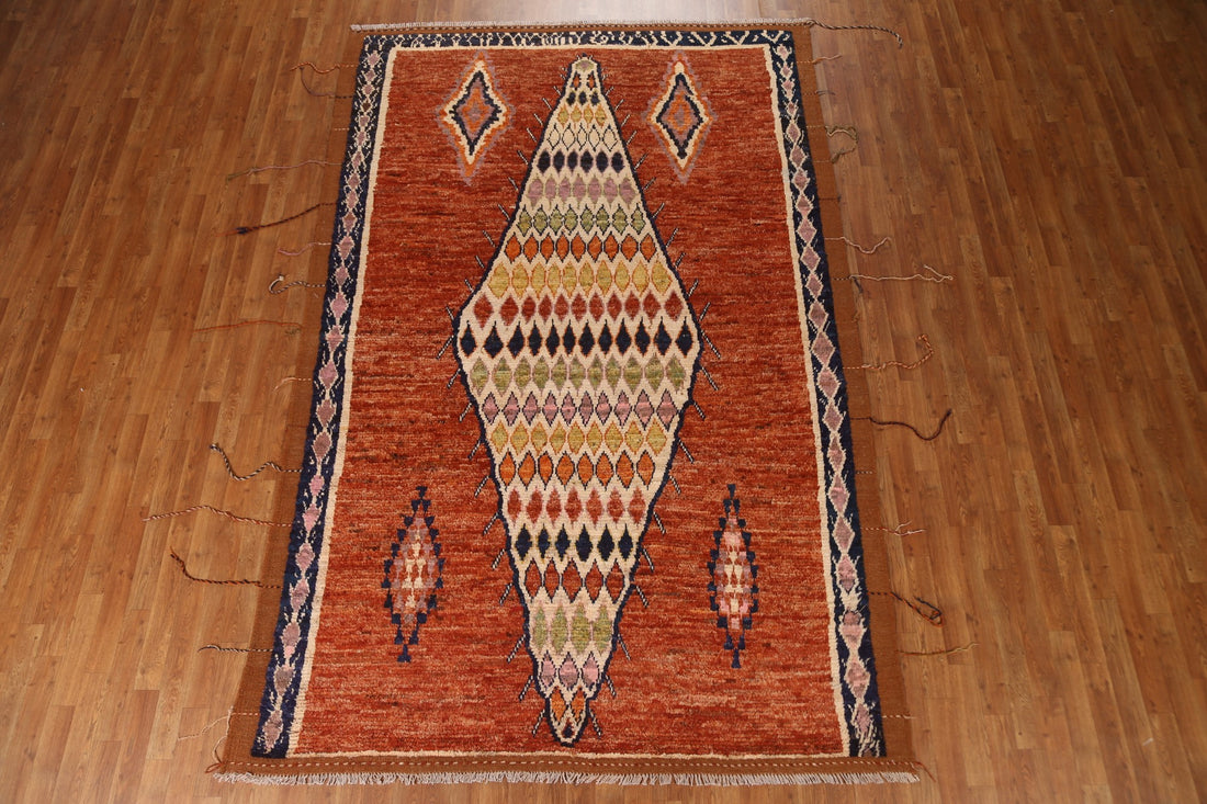 Orange Moroccan Oriental Area Rug 7x10