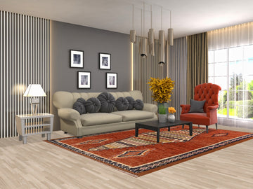 Orange Moroccan Oriental Area Rug 7x10