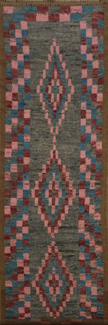 Artisan Moroccan Runner Rug 3x13 with a Unique Geometric Design