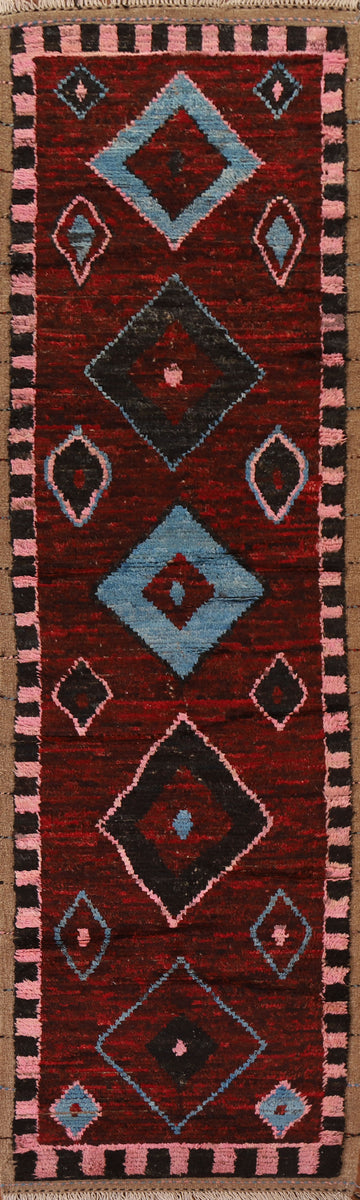 Geometric Moroccan Wool Runner Rug 3x10