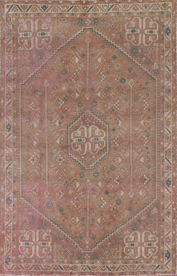 Vintage Geometric Shiraz Persian Area Rug 6x9