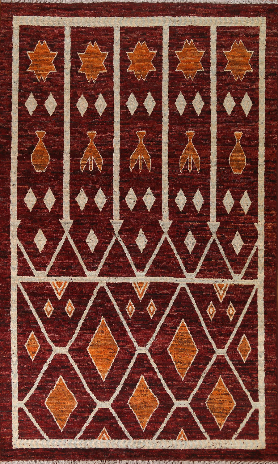 Burgundy Moroccan Geometric Area Rug 7x10
