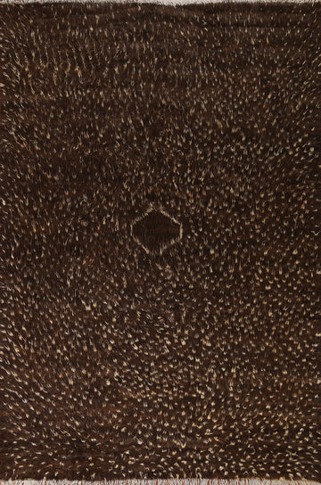Dark Brown Berber Moroccan Area Rug 7x9