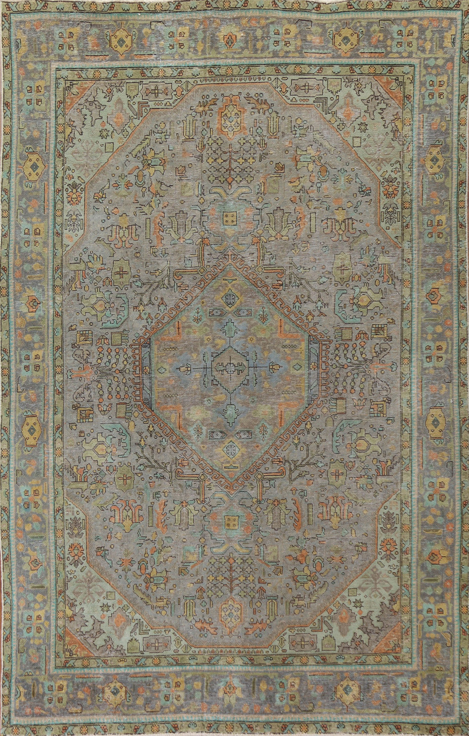 Distressed Over-Dyed Tabriz Persian Area Rug 6x10