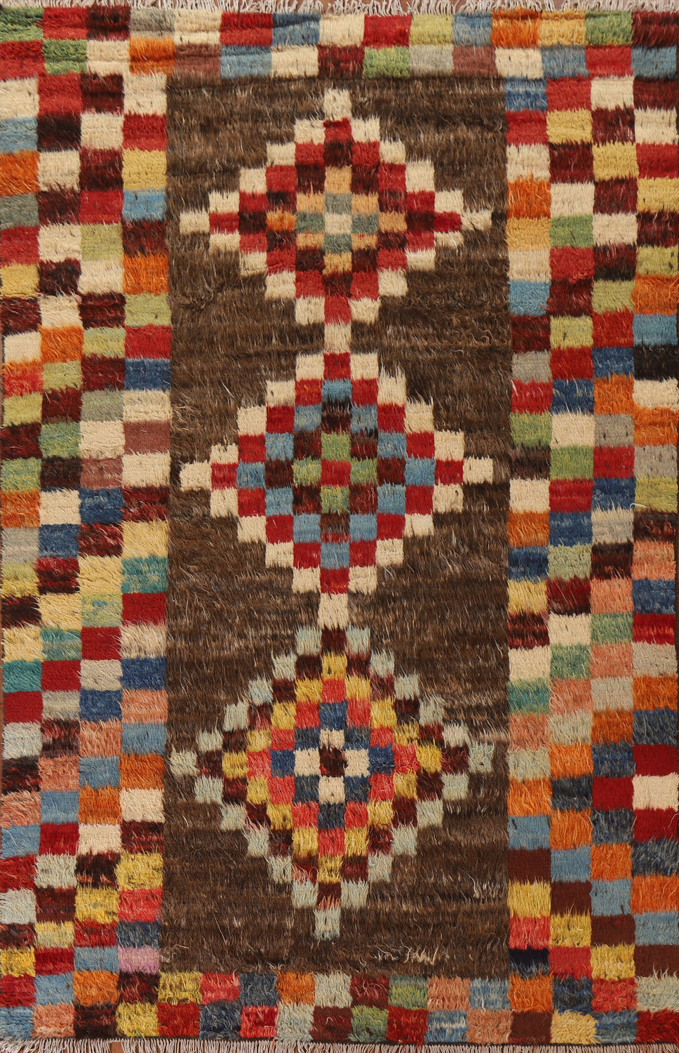 Checkered Moroccan Berber Area Rug 7x9