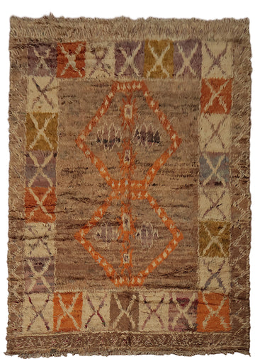 Desert Sunset Inspired Symmetrical Berber Moroccan Area Rug 7x10