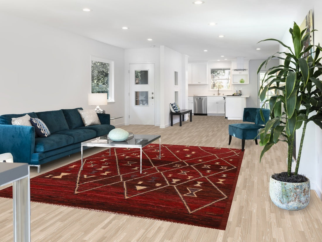 Burgundy Red Moroccan Area Rug 7x10