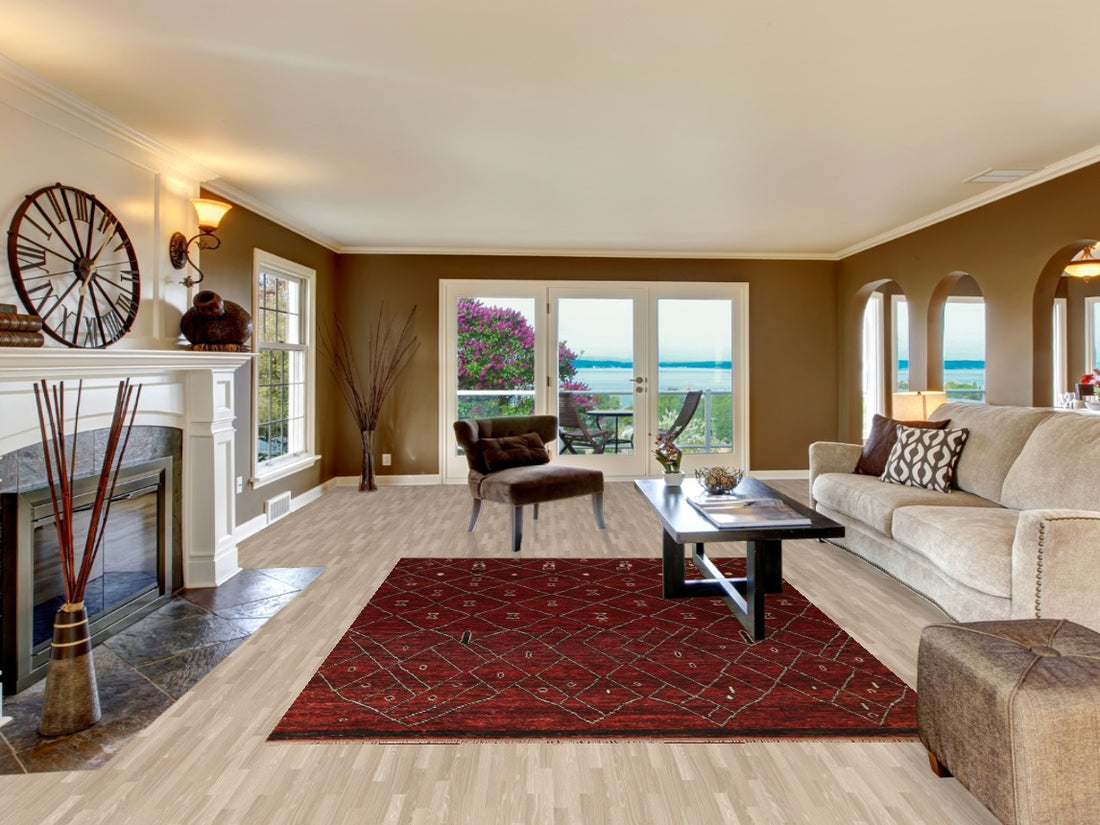 Red Burgundy Moroccan Area Rug 7x9
