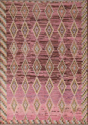 Pink Geometric Moroccan Area Rug 6x8