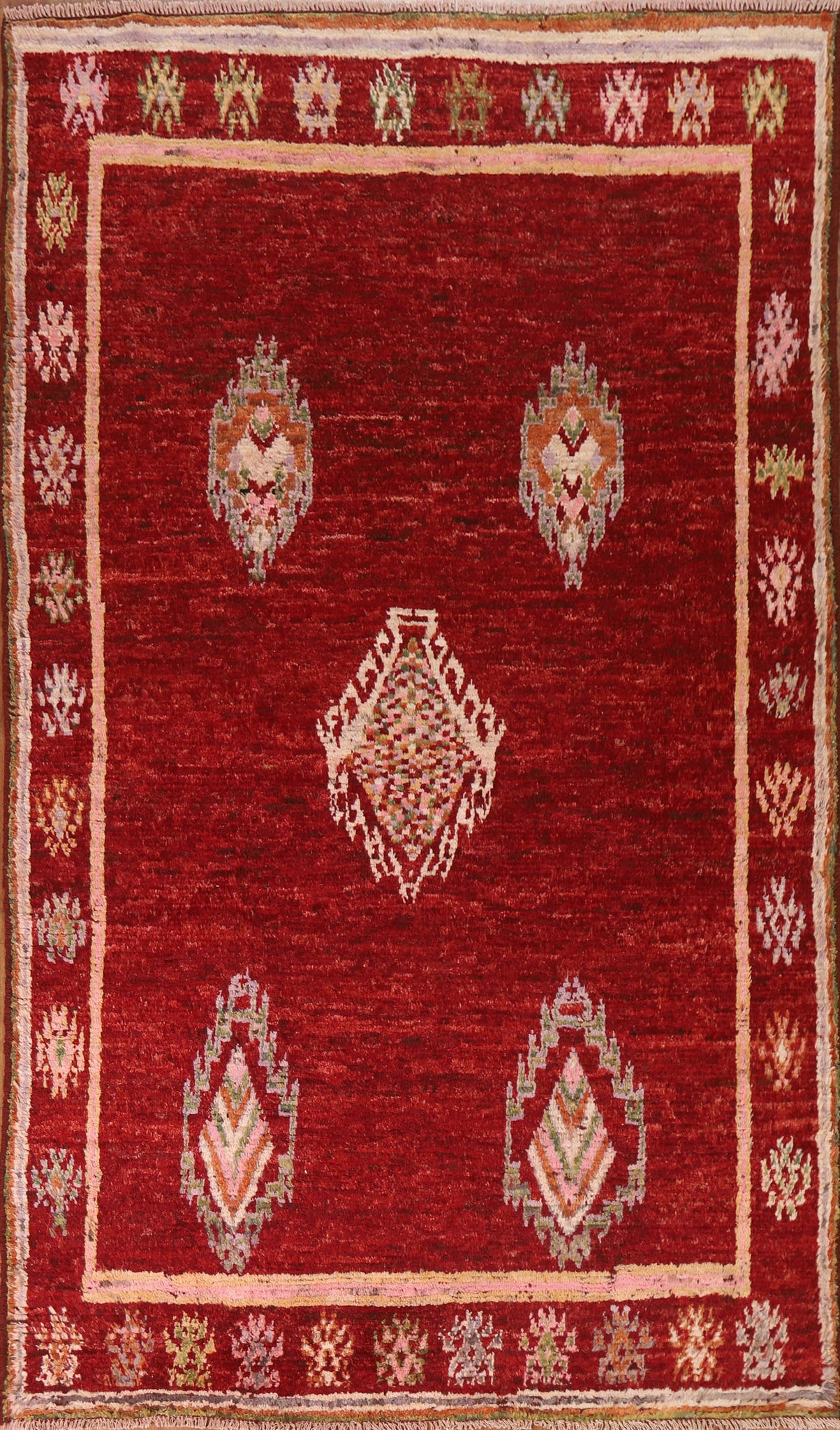 Geometric Red Moroccan Area Rug 7x10