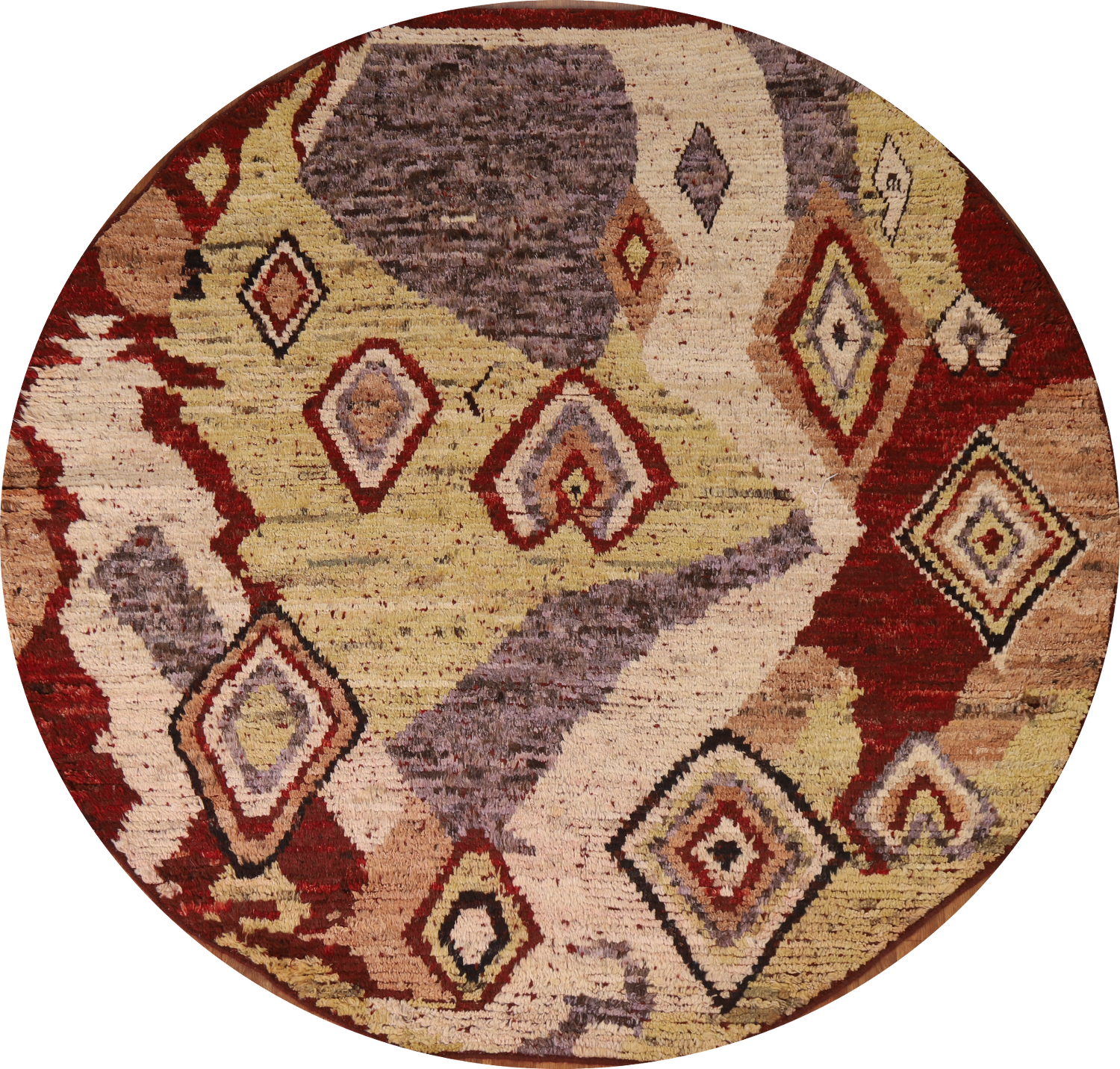 Geometric Moroccan Round Area Rug 7x7
