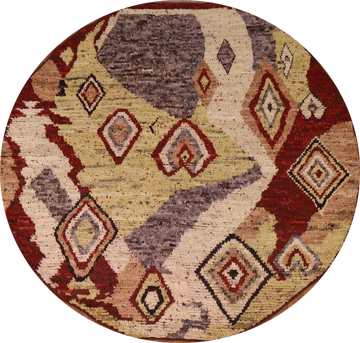 Geometric Moroccan Round Area Rug 7x7