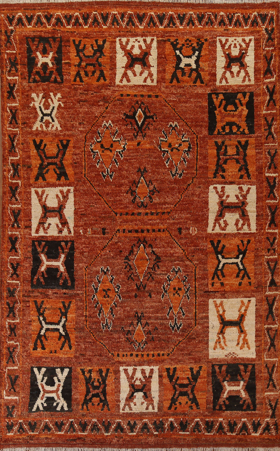 Orange Moroccan Tribal Area Rug 7x10