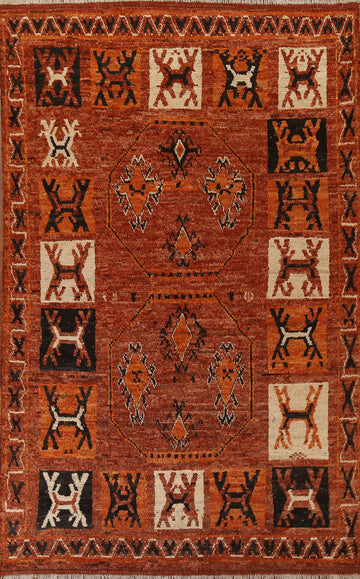 Orange Moroccan Tribal Area Rug 7x10