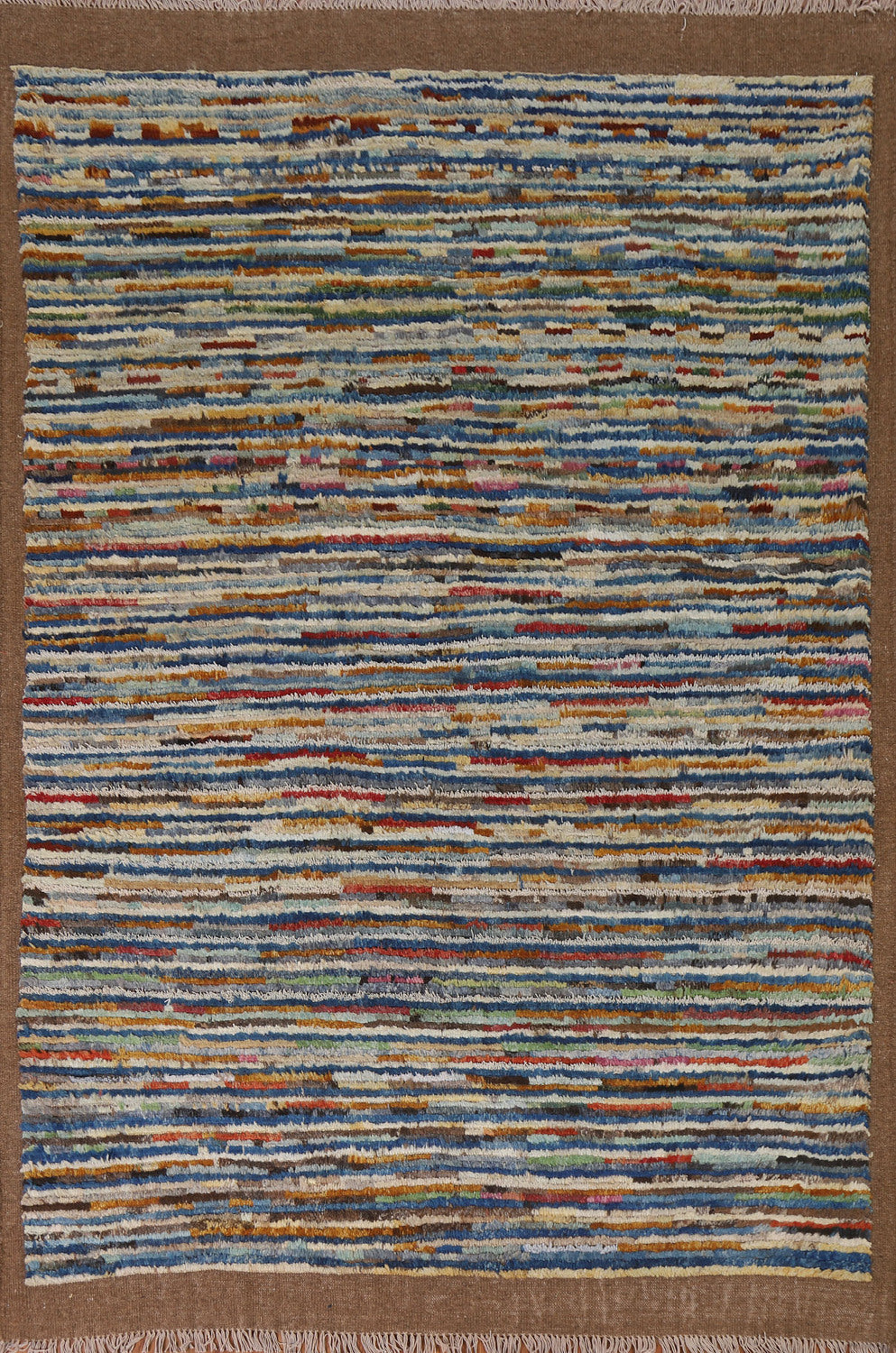 Striped Moroccan Wool Area Rug 5x8