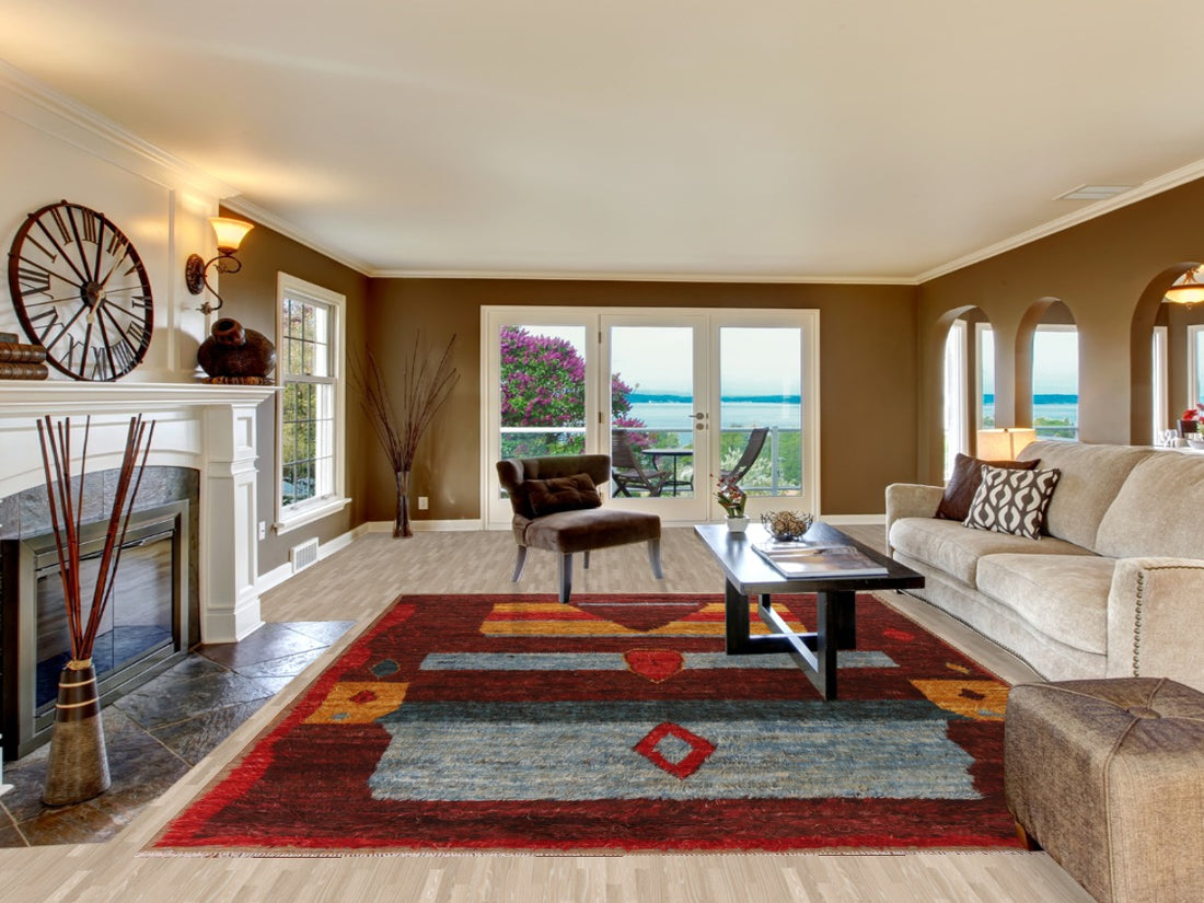 Burgundy Moroccan Wool Area Rug 9x12