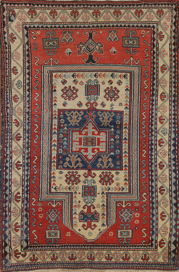 Pre-1900 Antique Vegetable Dye Shirvan-Kazak Area Rug 3x5