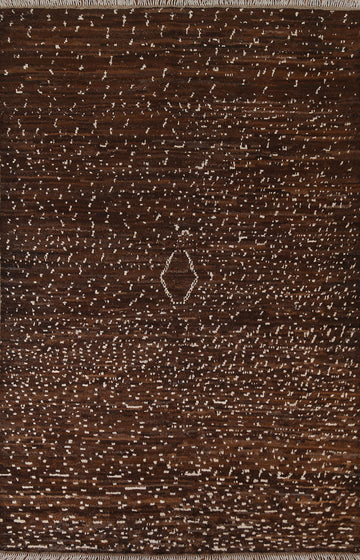 Dark Brown Moroccan Wool Area Rug 6x9