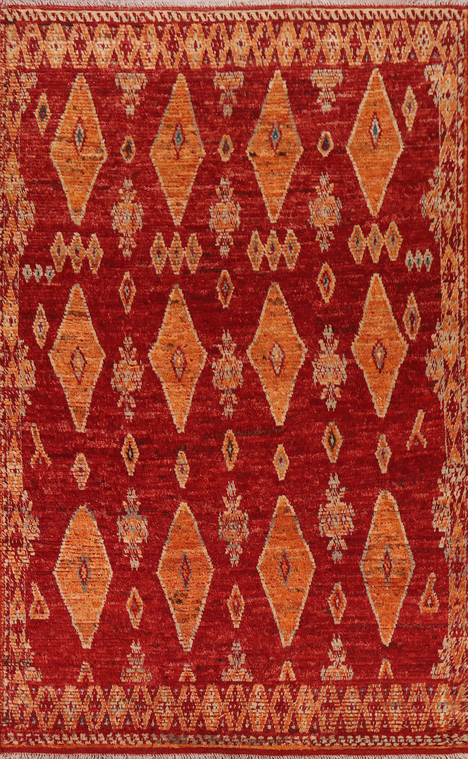 Geometric Red Moroccan Area Rug 7x10