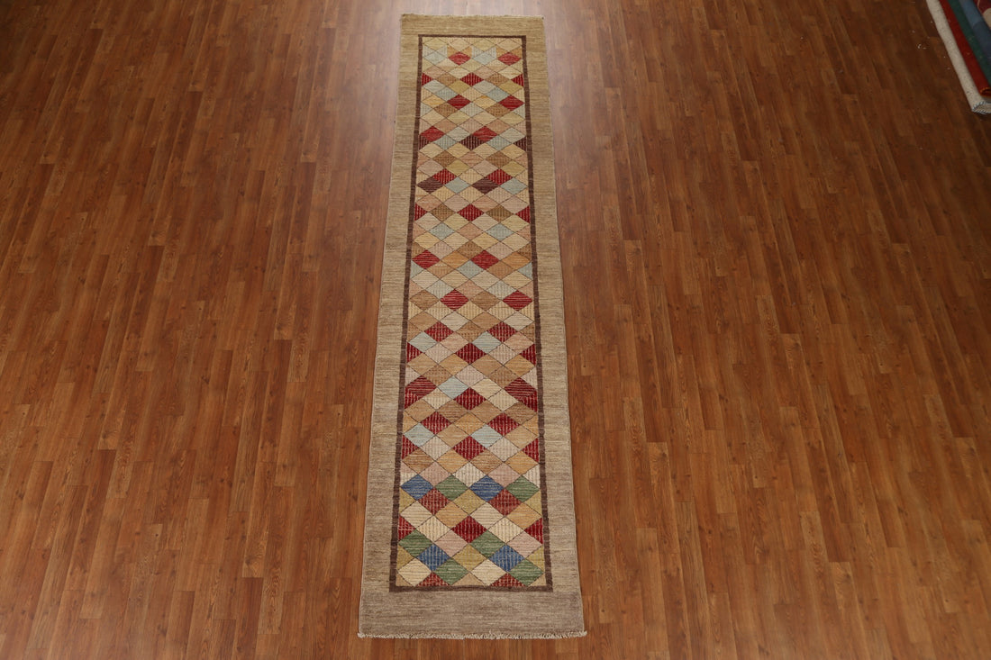 Geometric Gabbeh Kashkoli Runner Rug 3x11