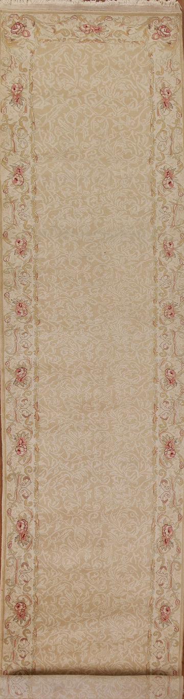 Vegetable Dye Savonnerie Runner Rug 3x14
