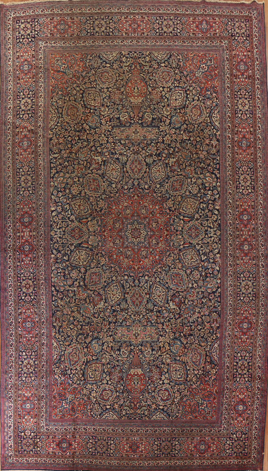 Pre-1900 Antique Mashad Persian Palace Rug 12x19
