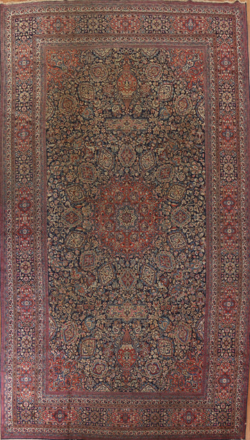 Pre-1900 Antique Mashad Persian Palace Rug 12x19