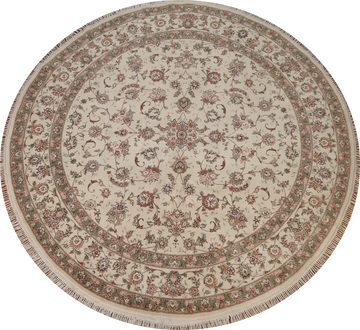 Round Tabriz Floral Area Rug 8x8
