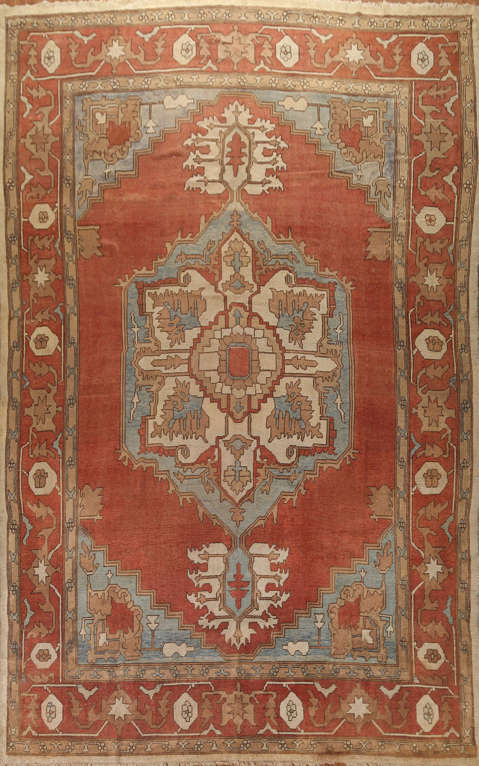Antique Vegetable Dye Oushak Turkish Large Rug 11x16
