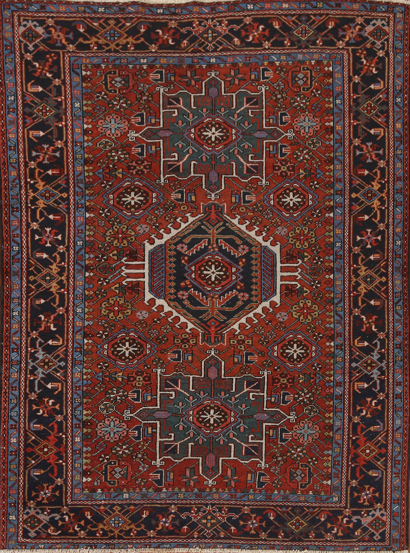 Antique Vegetable Dye Gharajeh Persian Area Rug 5x6