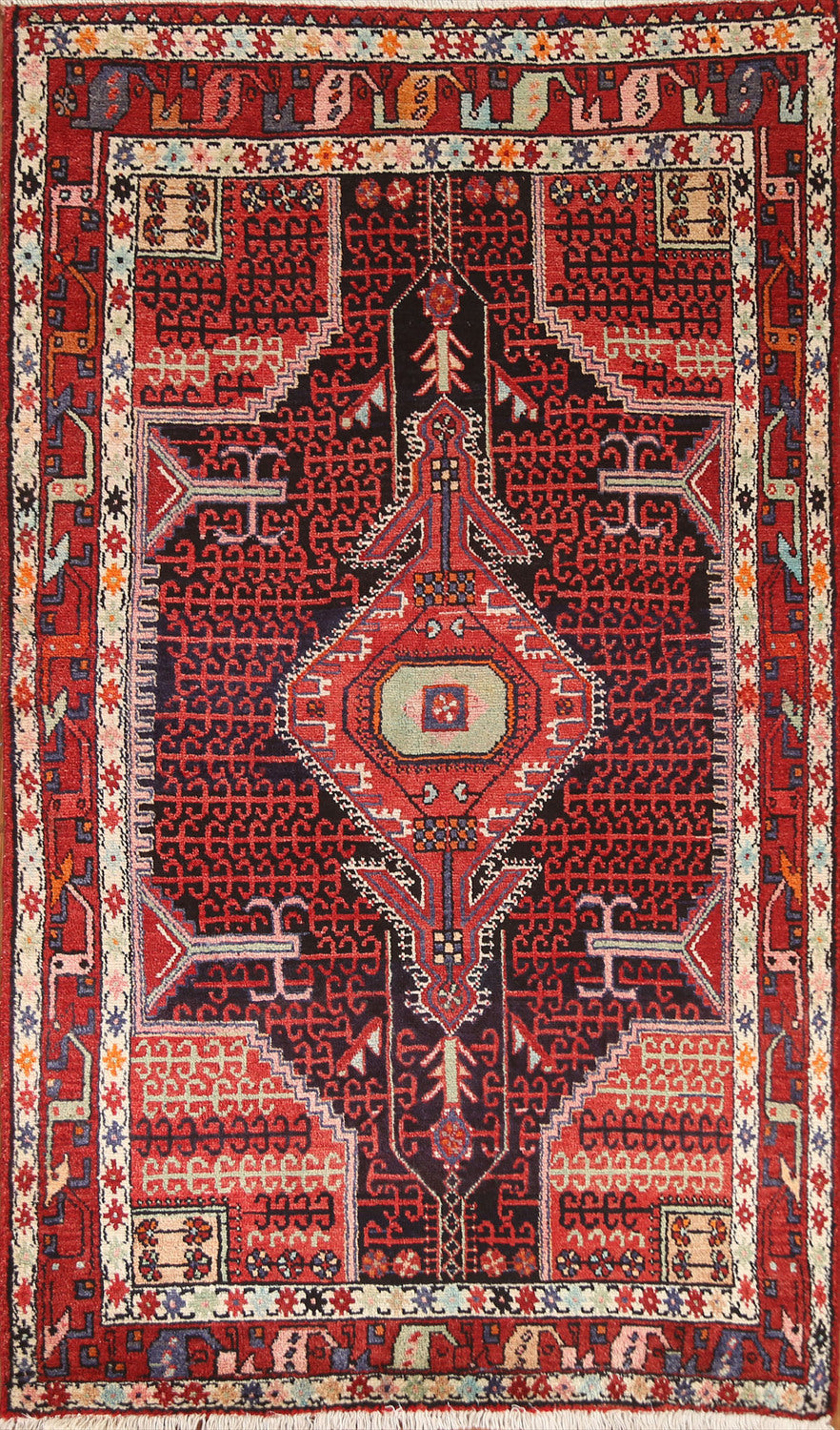 Geometric Hamedan Persian Area Rug 4x7