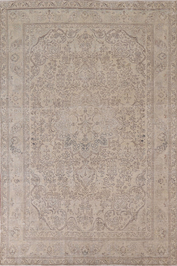 Distressed Muted Tabriz Persian Area Rug 6x9