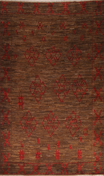 Brown Wool Moroccan Area Rug 7x10