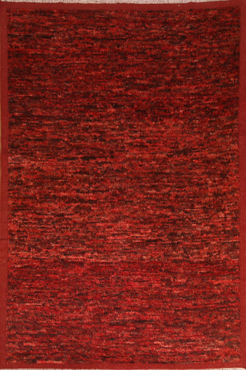 Striped Red Moroccan Oriental Area Rug 6x8