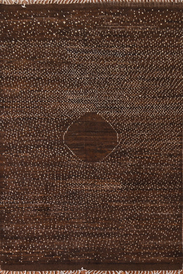 Brown Wool Moroccan Oriental Area Rug 6x8