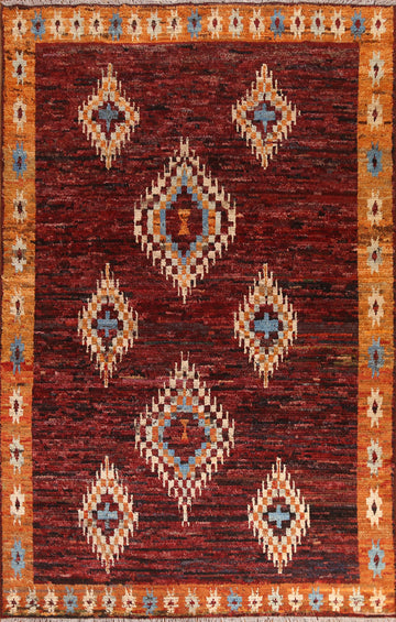 Geometric Moroccan Wool Area Rug 7x10