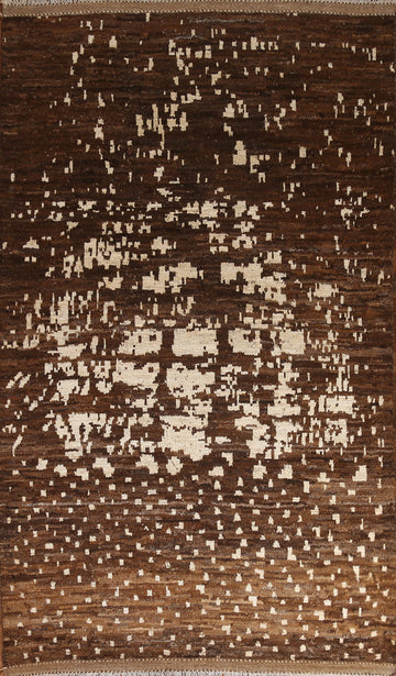 Brown Wool Moroccan Area Rug 6x10