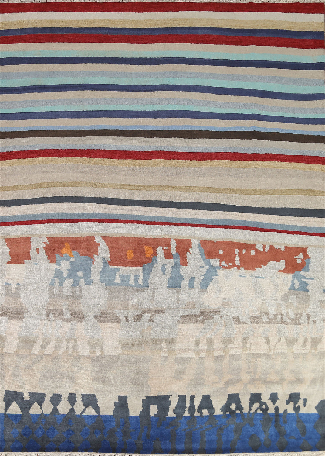 Striped Gabbeh Indian Area Rug 8x9