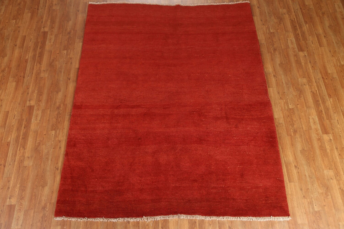 Modern Solid Gabbeh Persian Wool Rug 7x8