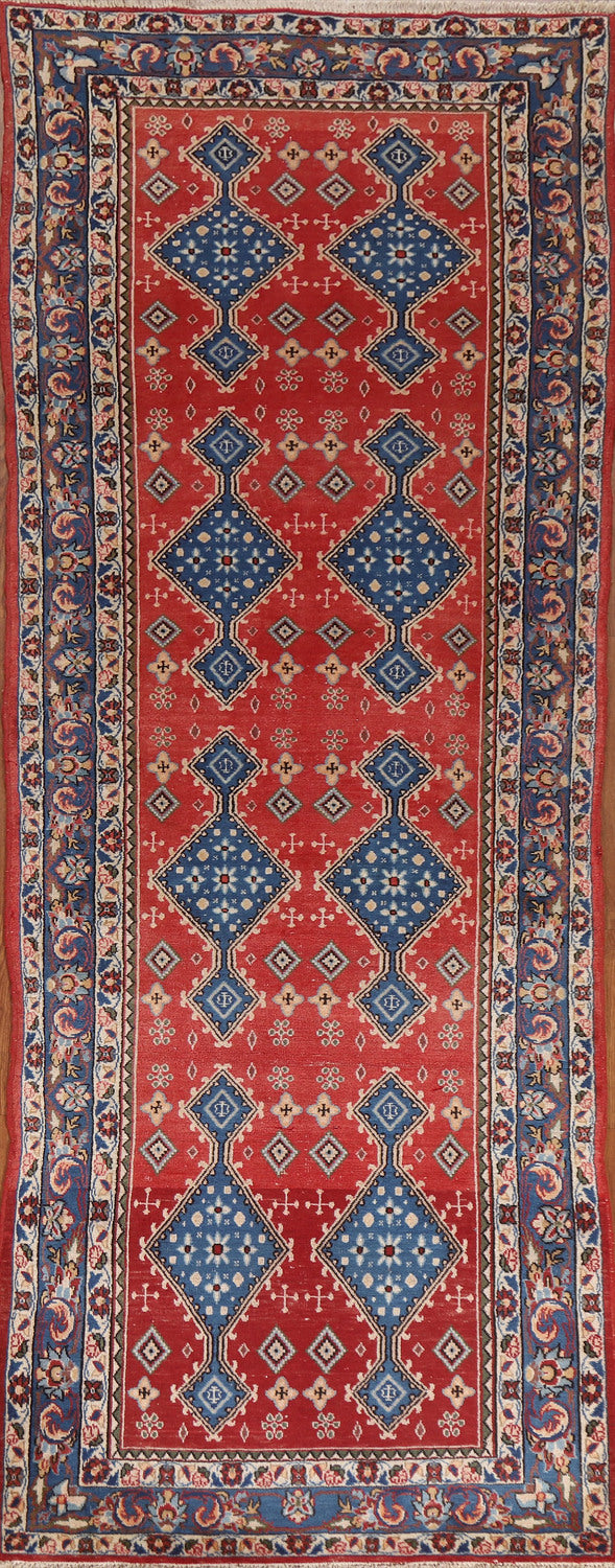 Vegetable Dye Geometric sarouk Runner Rug 4x11