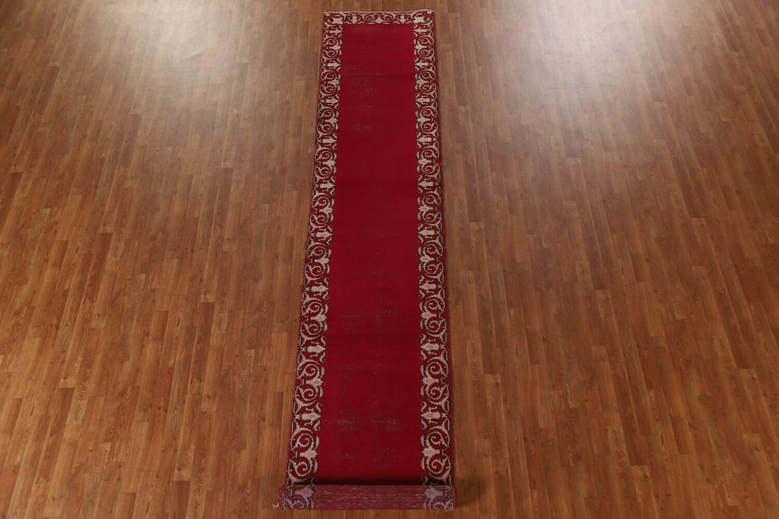 Vintage Bordered Tabriz Runner Rug 3x15