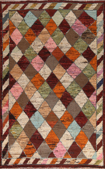 Checkered Moroccan Wool Area Rug 7x10