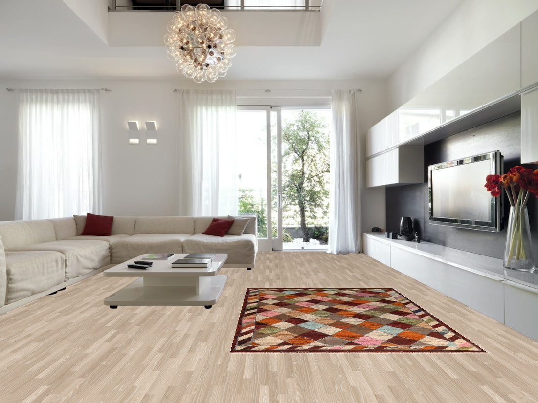 Checkered Moroccan Wool Area Rug 7x10