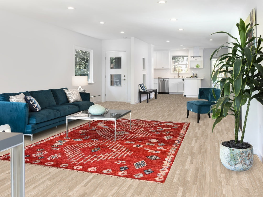 Red Geometric Moroccan Area Rug 6x9